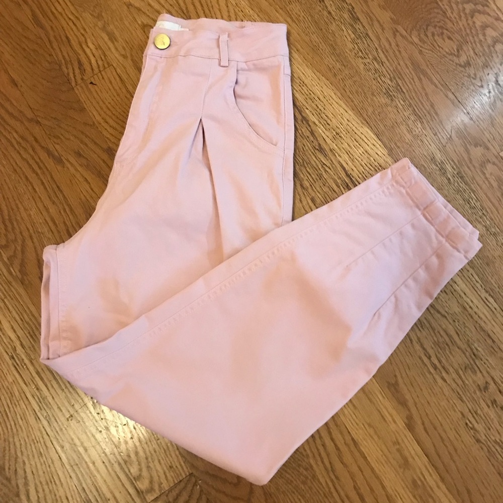 High rise pleated tapered pants in light pink size M